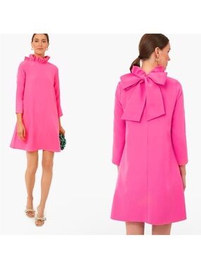 Tuckernuck Daphne Pink Ruffle Neck Swing Style Mini Dress Large